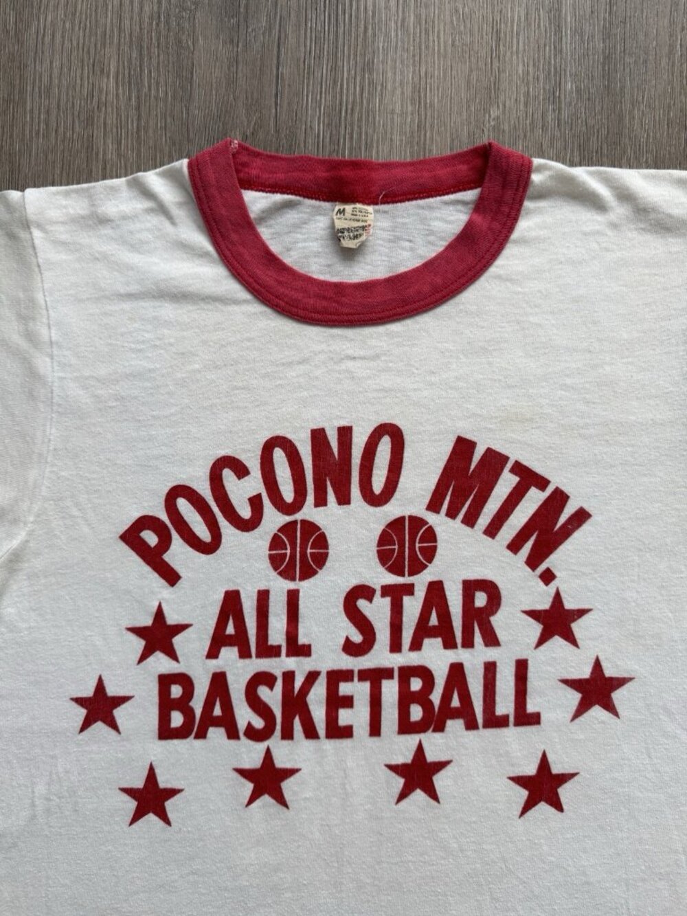 Rare True Vintage 80s Pocono Mountain All Star Basketball Ringer Screen Stars - Picture 3 of 12
